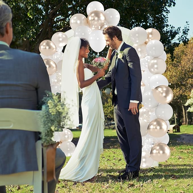 100pcs White and Gold Balloons - Image 3