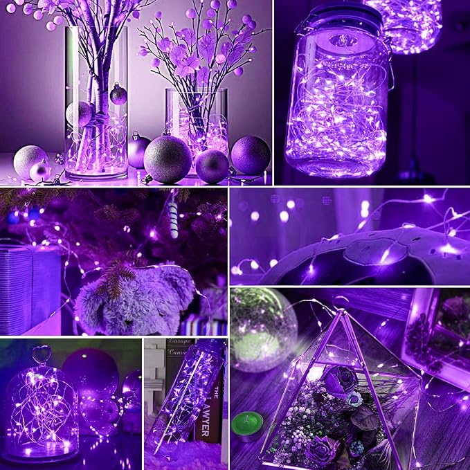 pozzolanas 24 Pack Purple Battery Operated String Lights - 7ft Waterproof Fairy - Image 6