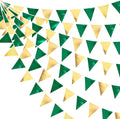 Green Gold Party Decorations Metallic Fabric Triangle Pennant Banner Flag by pinkblume