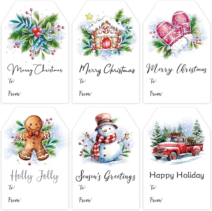 Christmas Gift Tags Stickers, Self-Adhesive Christmas Name Tags by COCHIE