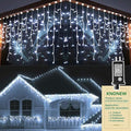 KNONEW 99FT 1216 LED Christmas Lights Outdoor Decorations 8 Modes White Curtain by KNONEW
