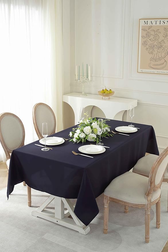 Craft And Party Rectangle Tablecloth, 70 x 120 Inch Navy Blue Tablecloth - Image 5