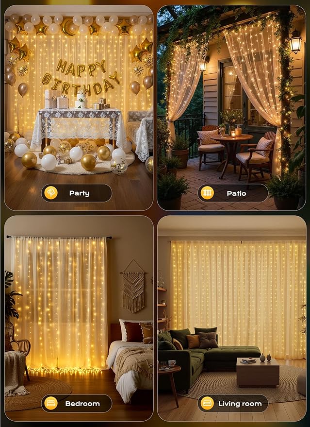Brightown 300 LED Curtain String Lights, 9.8 FT Hanging Fairy Lights - Image 4