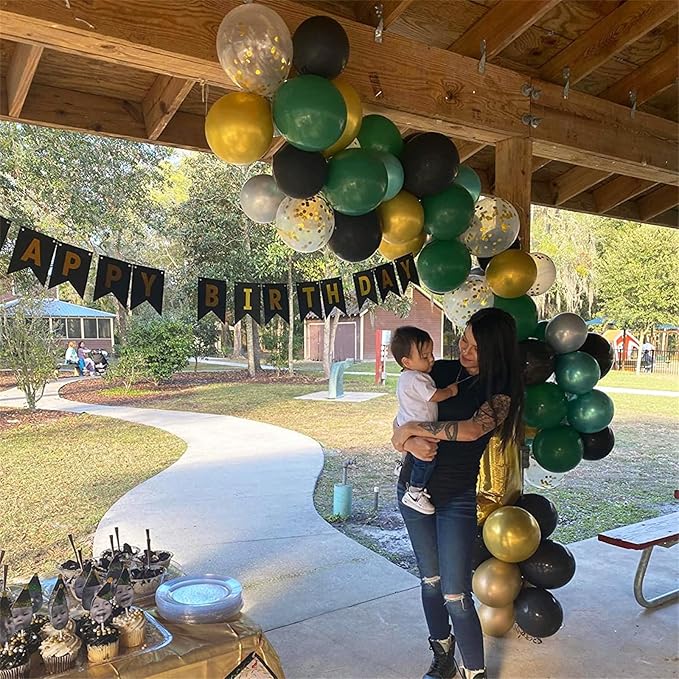 Dark Green Gold and Black balloons, Jungle Safari Animal Theme Birthday - Image 7