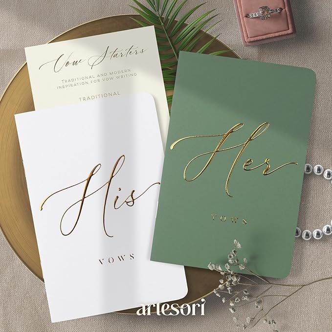 ARTESORI Wedding Vow Book for Her & Him, Soft Touch, 28 Lined Pages, Wedding - Image 6