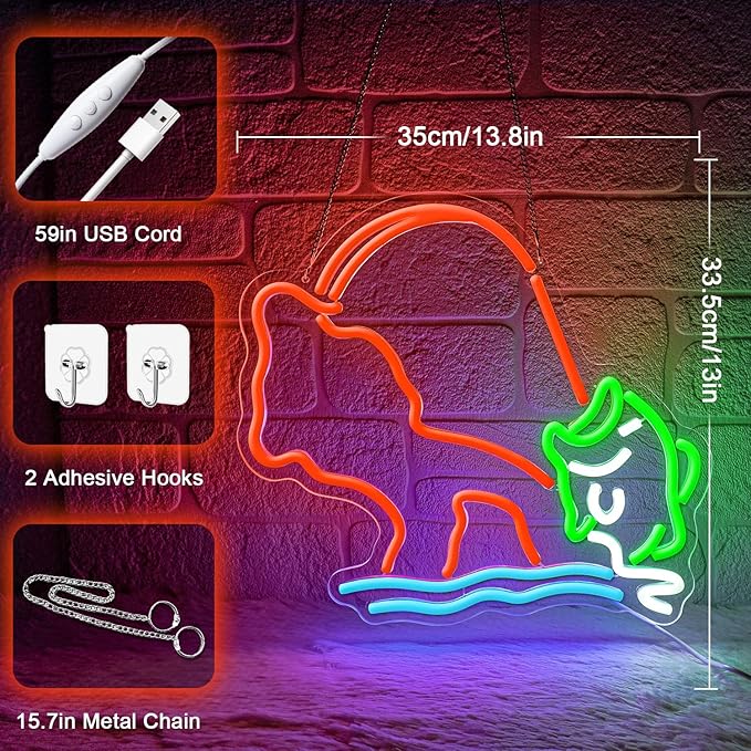 Fishing Neon Sign, Neon fish Sign, Neon Signs - Image 3