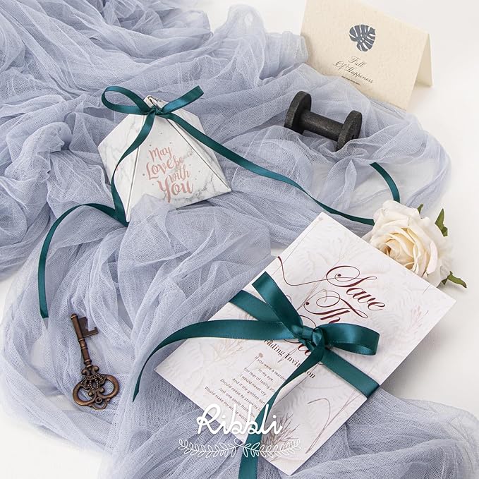 Ribbli Teal Double Faced Satin Ribbon, 1/4” x Continuous 25 Yards, Use - Image 3