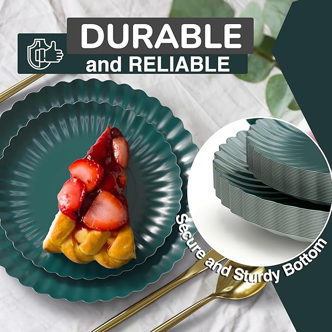 Trendables Scalloped Paper Plates 8.5 Inch & 10.5 Inch 80 Pcs Dinner Plate Set - Image 2