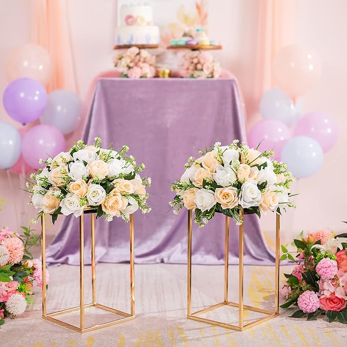 Gold Flower Stand for Table: 15.7” Tall Centerpiece Stand for Wedding Table - Image 3