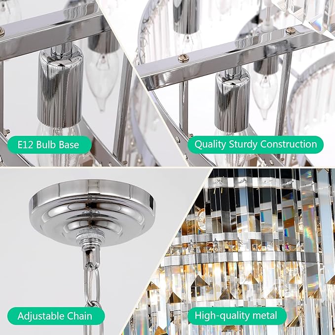 Chrome Crystal Chandelier Lighting 17.7'' - Image 5