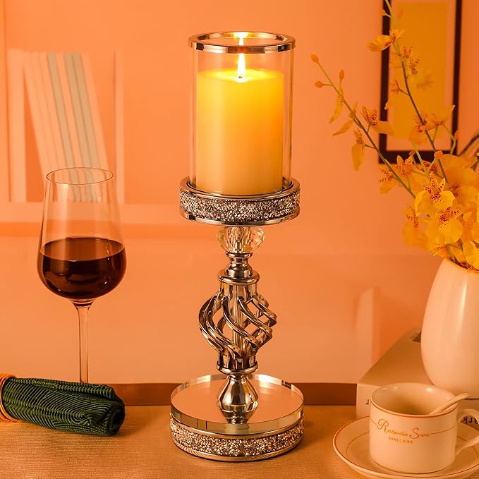 Hanjue Crystal Candle Holders for Pillar Candle, Metal Crystal Candle Holder - Image 8