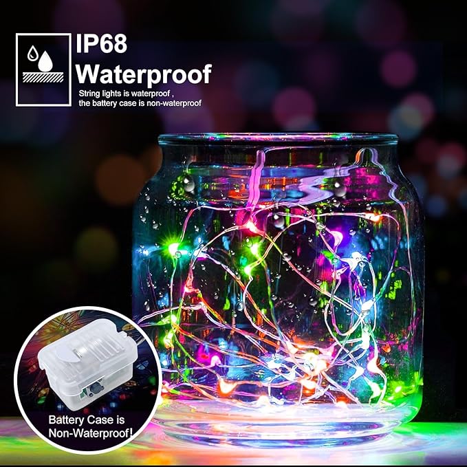 pozzolanas 50 Pack Multicolor Battery Operated String Lights - 7ft Waterproof - Image 2
