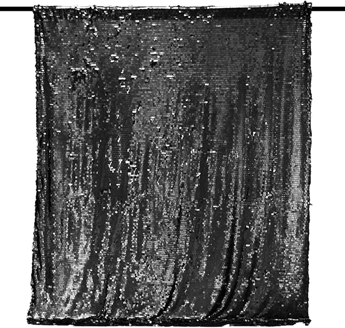JYFLZQ Black Payette Sequin Backdrop Curtains 8ft x 8ft 1 Panel Thick Shimmer - Image 6