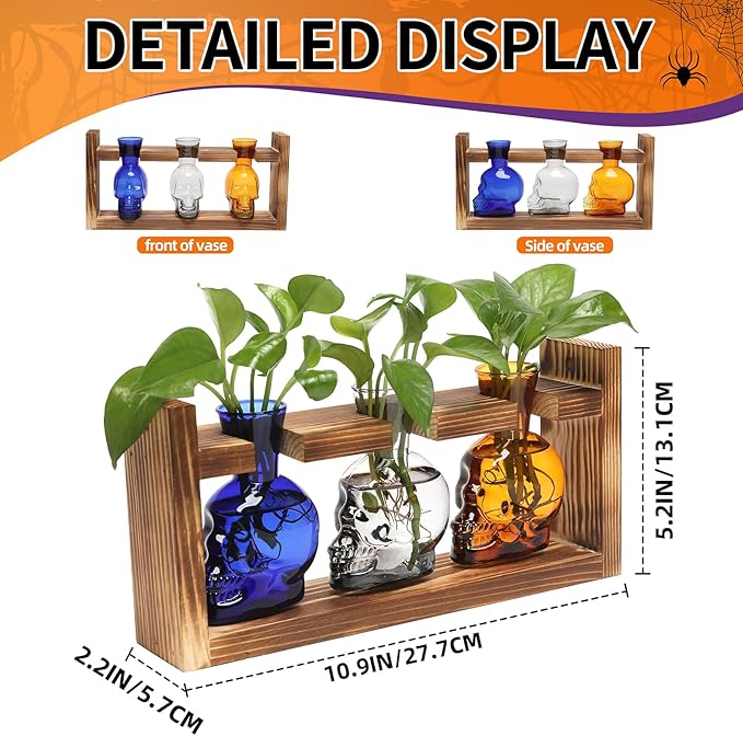 Plant Terrarium Propagation Stations Hydroponics Halloween Skull Planter Vase - Image 3
