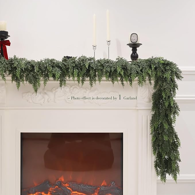 2Pcs 6FT Christmas Cedar Garland Artificial Real Touch Thickness Realistic - Image 8