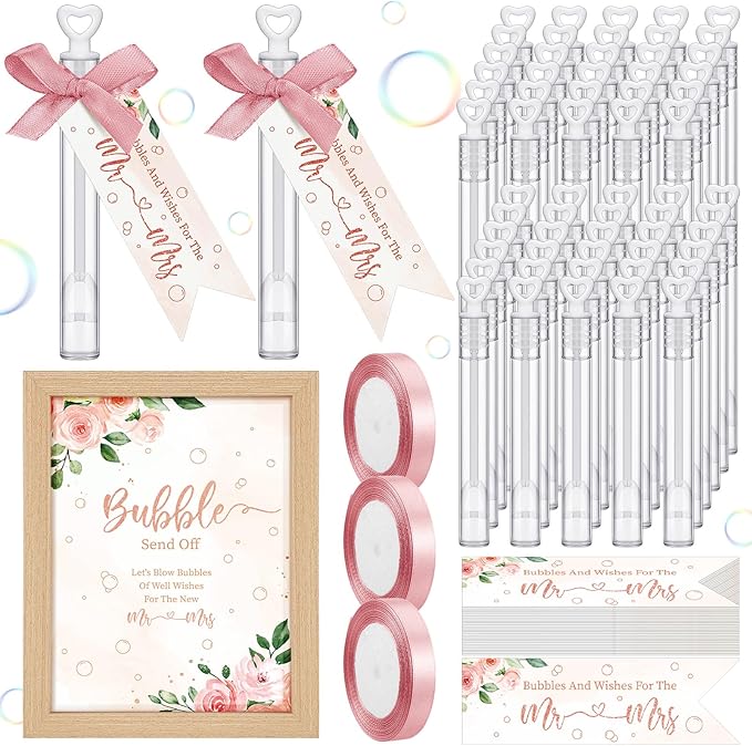 405 Pcs Wedding Bubbles Wands Set Include Heart Bubble Wands Bubbles Send Off by Gemscream