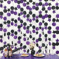 173 Ft Purple Black and White Party Decorations Big Star Circle Dot Backdrop by pinkblume