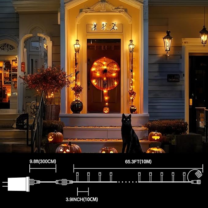 LAMPHOME 33ft Halloween Decorative Mini Lights, 100 LED Transparent Wire Fairy - Image 4