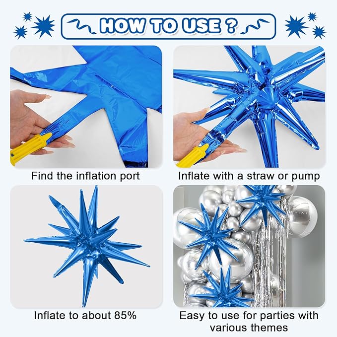 Blue Silver Star Balloons - Image 7