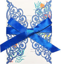 50Pcs Laser Cut Blue Wedding Invitation by Fashmade