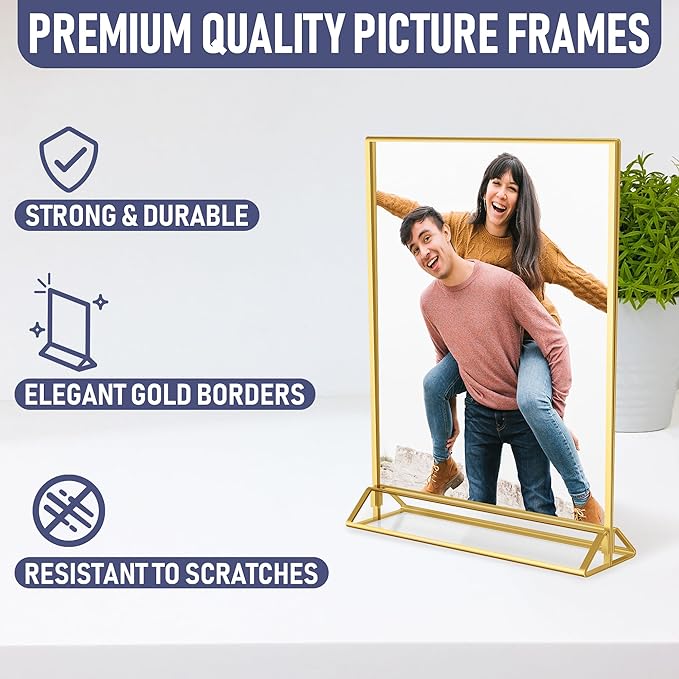 Gold Picture Frames Double-Sided, Menu Holders, and Photo Displays - Image 3