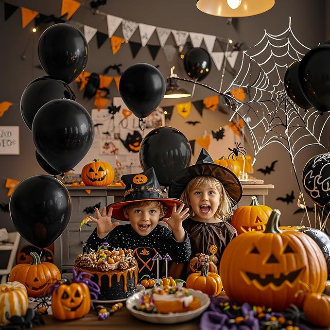 Black Halloween Balloons 110Pcs Black Balloon 12 inch, Latex Balloons - Image 5