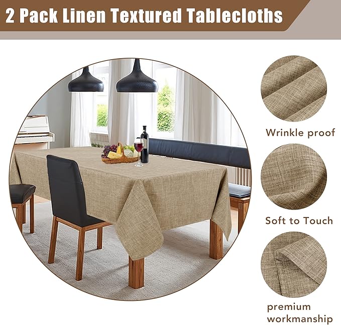 Fitable Faux Linen Table Clothes 60 x 84 Inch - Image 4