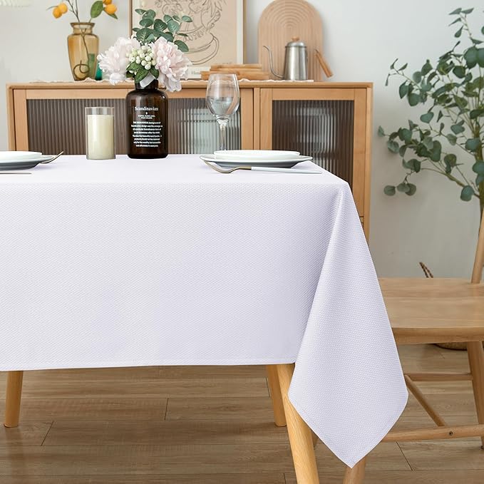 Biscaynebay Textured Fabric Square Tablecloths 90x90 Inches, Wedding and - Image 6