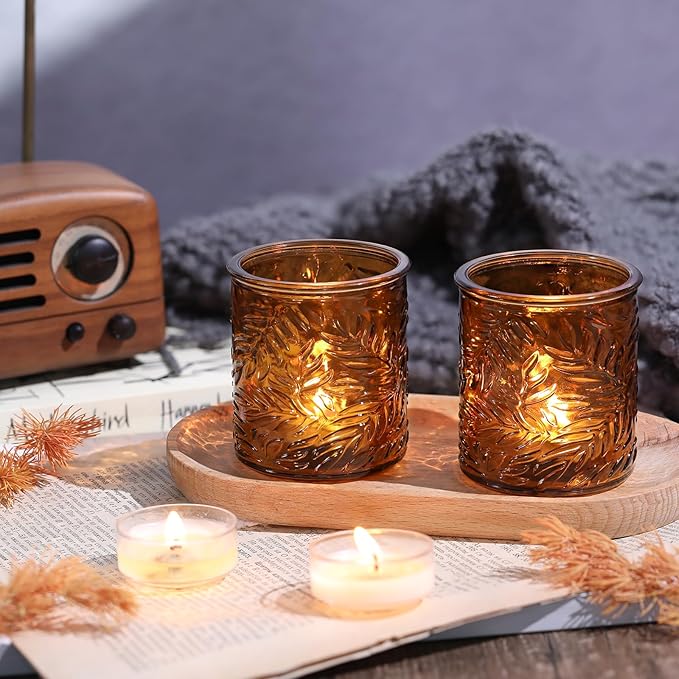 24 pcs Amber Votive Candle Holders, Tea Light Candle Holders - Image 7