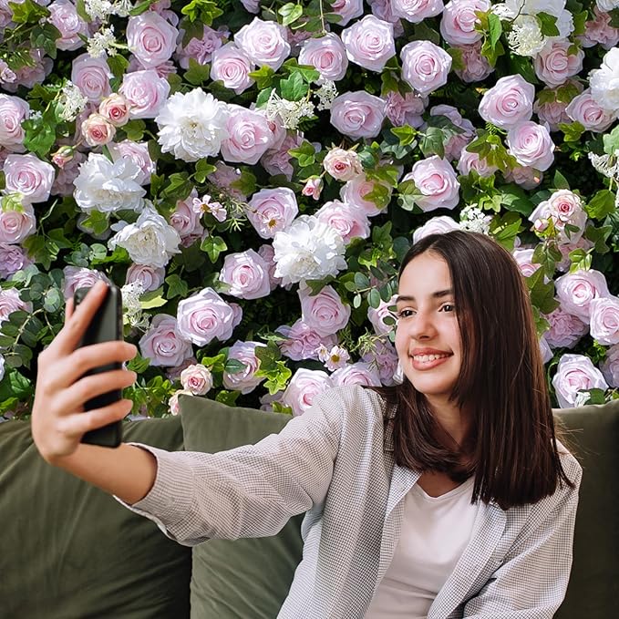 Artificial Luxury‌ Flower Wall Panels, Gorgeous 3D Silk Floral Backdrop - Image 2
