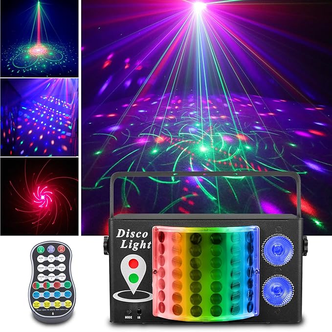 3-in-1 Disco Party Lights, LED DJ Rave Strobe Light, Sound Activated Remote by ljnyiwan