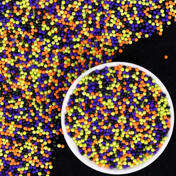 Halloween Edible Pearl Sprinkles, Nonpareils Purple Black Green and Orange Mix - Image 8