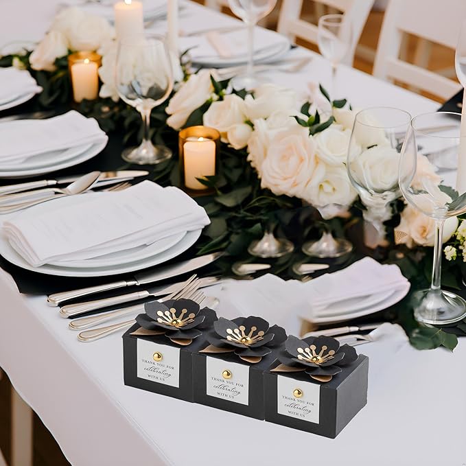 FEIYI 20 PCS Candy Boxes, 3 In 1 Black Favor Boxes - Image 8