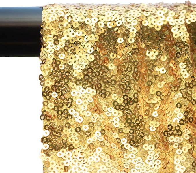 Gold Sequin Backdrop Curtains 4 Panels 2FTx8FT Wedding Photo Backdrop Glitter - Image 3