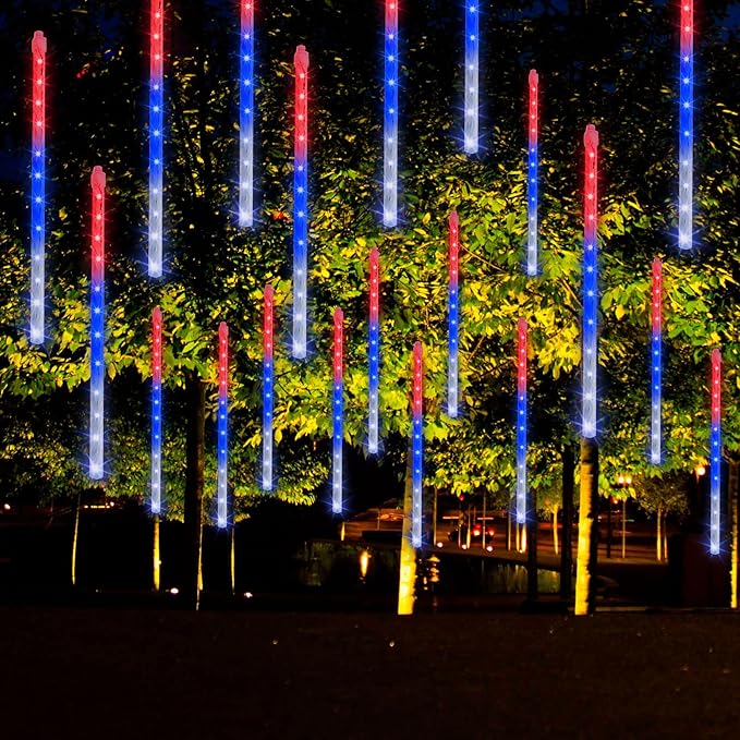 Dazzle Bright 4th of July Lights Decorations, 288LED Red Blue and White Meteor - Image 6