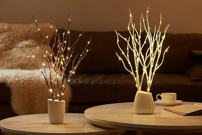 Hairui Lighted Birch Branches 18IN 70 White Willow LED Battery Operated - Image 7