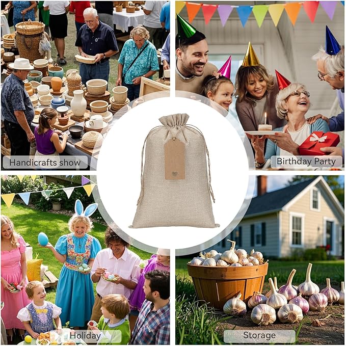 Tapleap Burlap Gift Bags with Drawstring - Image 5