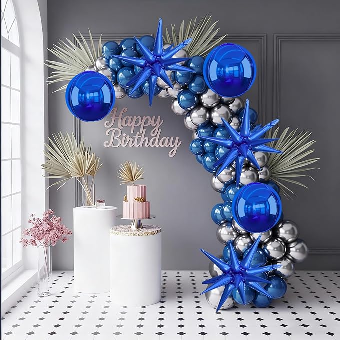 6Pcs Navy Blue Foil Balloons, 22Inch Royal Blue 4D Round Ball Balloon and - Image 4