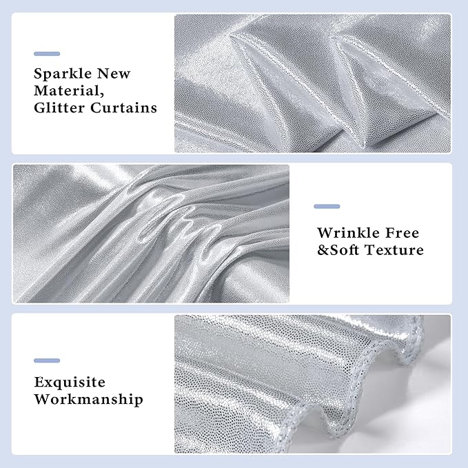 Outpain Thick 20 ft x 10 ft Silver Sequin Backdrop Curtain - Image 4