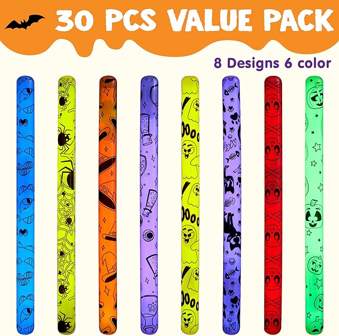 JOYIN 30 Pcs Halloween Glow Sticks Bulk Party Pack, Hanging Wands in 8 Design - Image 2