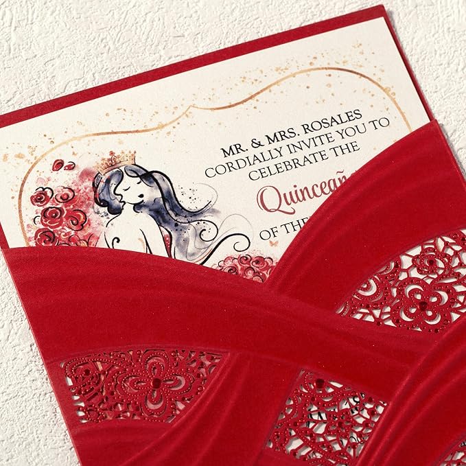 50pcs Laser Cut Quinceanera Invitations - Image 4