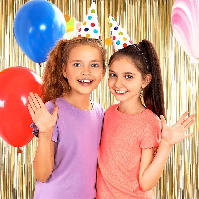 4 Pack Champagne Gold Foil Fringe Curtain Backdrop, 3.3Ft x 9.8Ft Metallic - Image 6