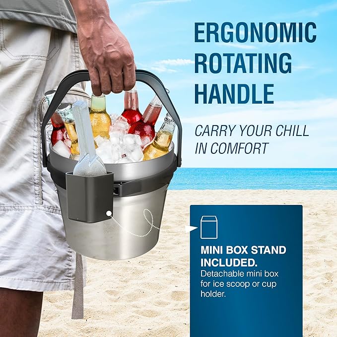 Insulated Ice Bucket with Lid & Scoop-XL Double-Walled, bar Essentials - Image 6