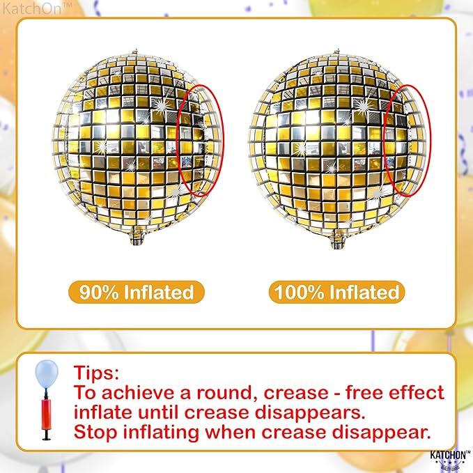 KatchOn, Huge Gold Disco Ball Balloons - Image 5