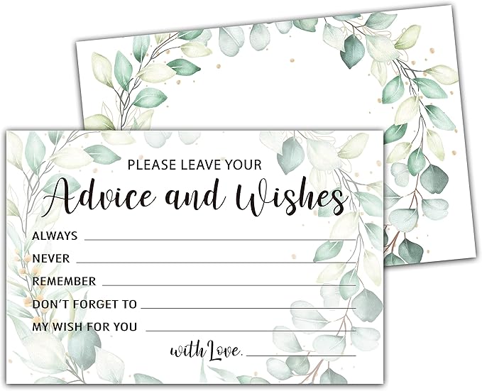 Greenery Advice and Wishes Cards, Mr and Mrs, Bride Shower, Wedding Reception by Levitatinyear
