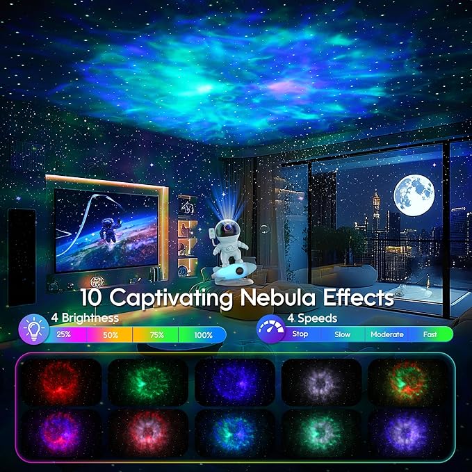 Astronaut Galaxy Projector, Star Projector Rocket Night Light - Image 2