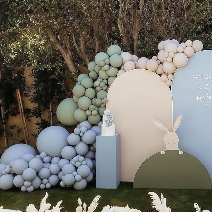 Sage Green and Blue Balloons, Baby Boy Shower Balloons - Image 9