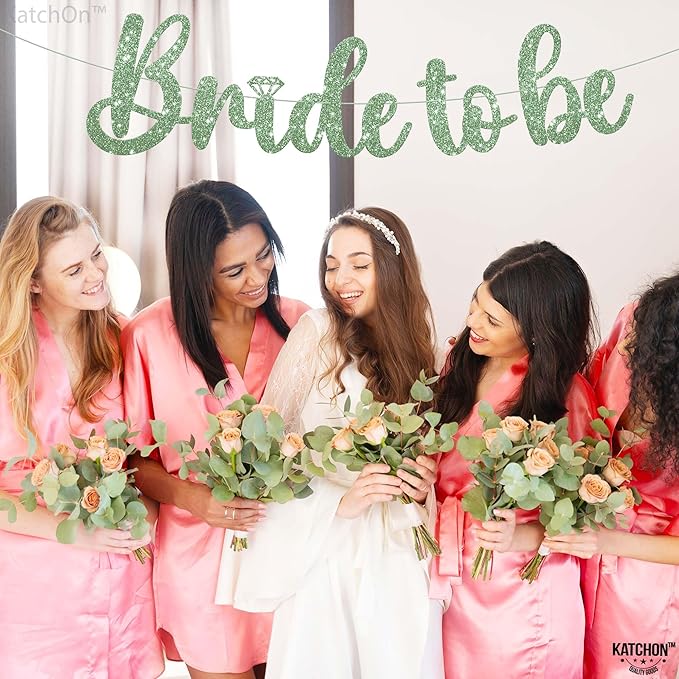 KatchOn, Sage Green Glitter Bride To Be Banner - Image 7