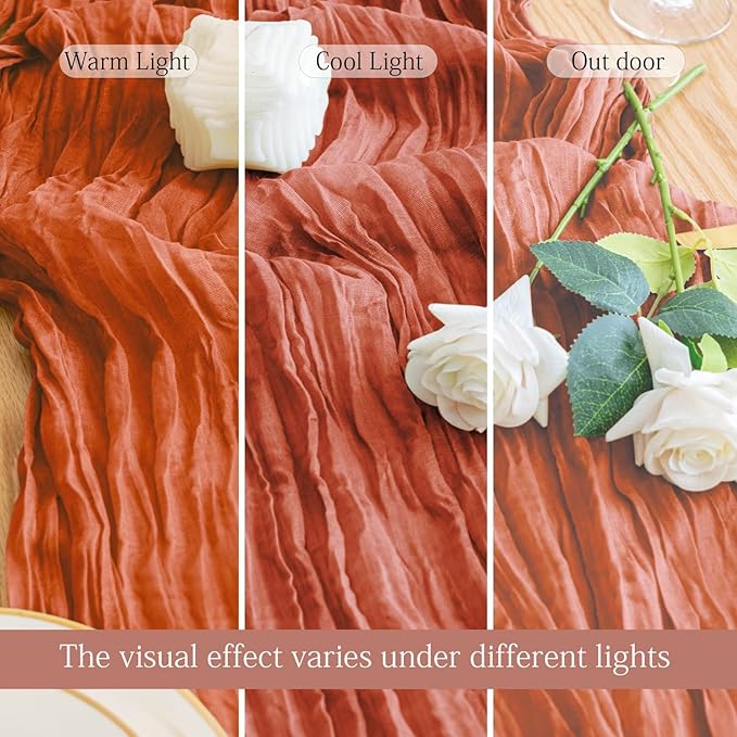 6 Pack Terracotta Cheesecloth Table Runner 23x120 inch Rustic Boho Gauze Table - Image 3