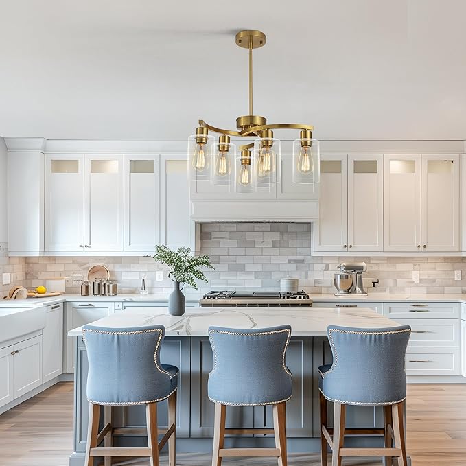 6-Light Gold Chandeliers for Dining Room, Modern Kitchen Island Light Fixtures - Image 3